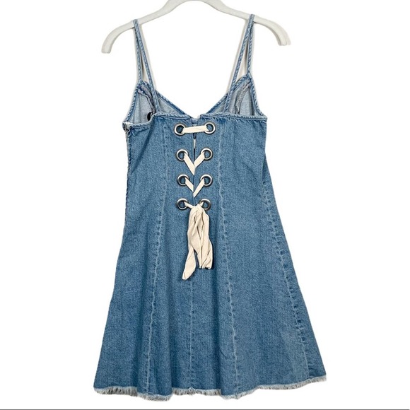 Topshop Lace-up Denim Slip Dress 6 - Picture 6 of 12